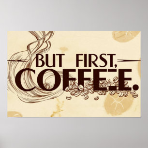 Póster Coffee poster de citación giratorias de vapor