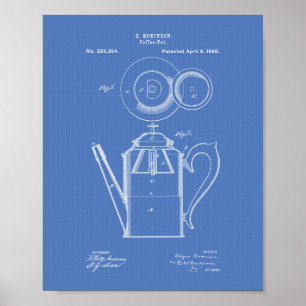 Póster Coffee Pot 1880 Patent Art Blueprint