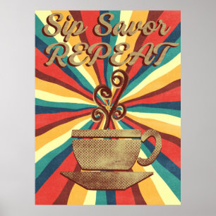 Póster Coffee retro Cita-Espectáculo de Sip Vintage repet