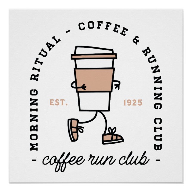 Póster Coffee run club funny running lover aesthetic fun (Anverso)