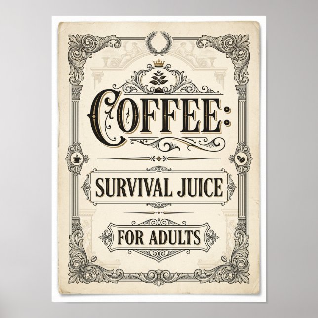 Póster coffee survival juice for adults (Frente)
