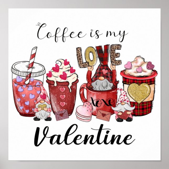 Póster Coffee Valentines | Valentine Gift | Vacaciones (Frente)