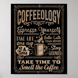 Póster Coffeeología - Funny Inspiradores amantes del café