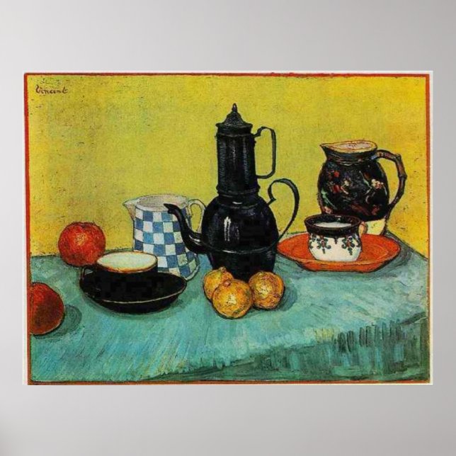 Póster Coffeepot de esmalte azul still Life, etc. 1888 (Frente)