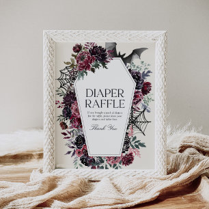 Póster Coffin Halloween Baby Shower Diaper Raffle Rótulo