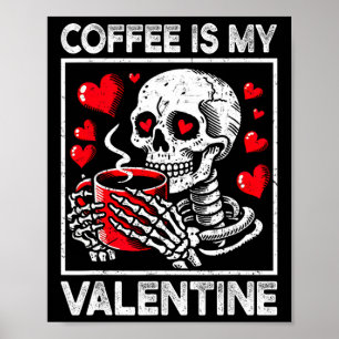 Póster Cofre De Esqueleto Del Día De San Valentín El Café