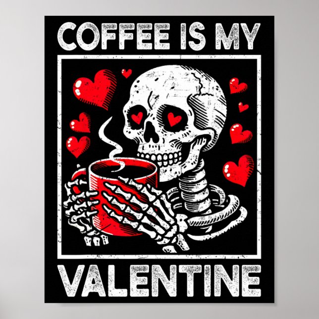 Póster Cofre De Esqueleto Del Día De San Valentín El Café (Frente)
