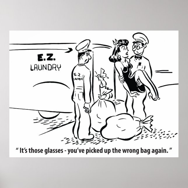Póster Cogí una bolsa equivocada, broma de lavandería, vi (Frente)