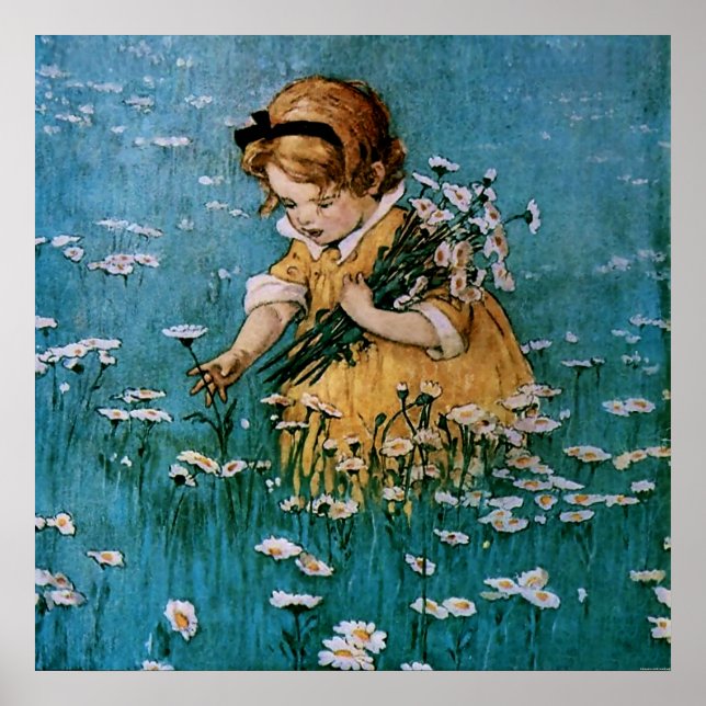 Póster Cogiendo margaritas por Jessie Willcox Smith (Frente)