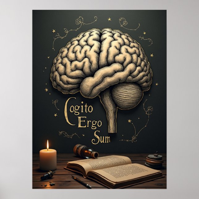 Póster Cogito Ergo Sum - Filosofía Gótica de la Academia  (Frente)