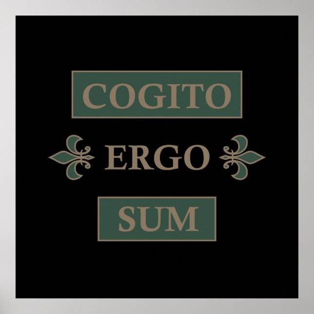 Póster cogito ergo sum, frase en latín (Frente)
