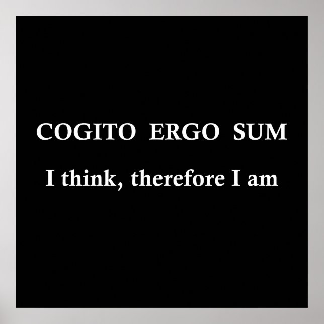 Póster cogito ergo sum, frase en latín (Frente)