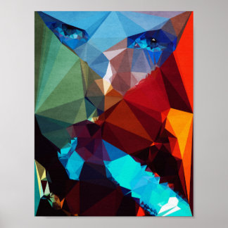 Póster Cohete azul - Kubistika por Boris Draschoff