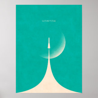 Póster Cohete Vostok - Moon Aqua