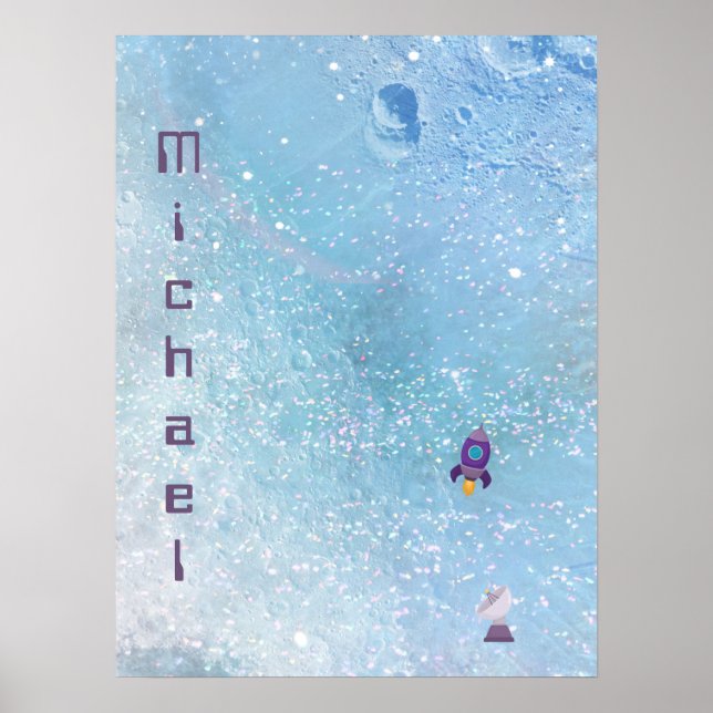 Póster Cohetes espaciales a la luna con Personalizado sat (Frente)