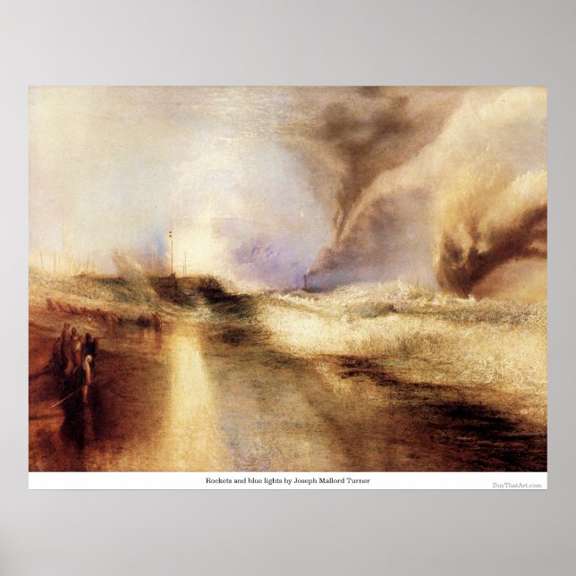 Póster Cohetes y luces azules de Joseph Mallord Turner (Frente)