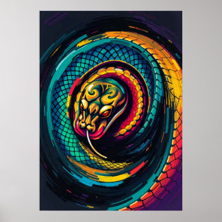 Póster Coiled Serpent Spiral Art