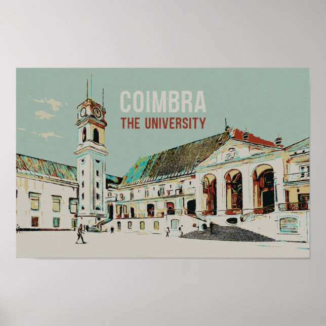 Póster Coimbra, antiguo ilustracion universitario, Portug (Frente)