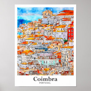 Póster Coimbra Portugal Curso de agua para viajes