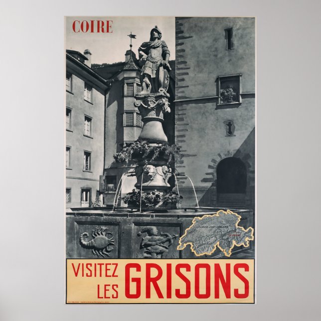 Póster Coire, Visitez les Grisons, afiche de viajes (Frente)