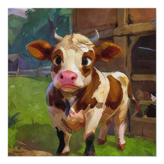 Póster Cojín decorativo Cute Barn Cow (Anverso)