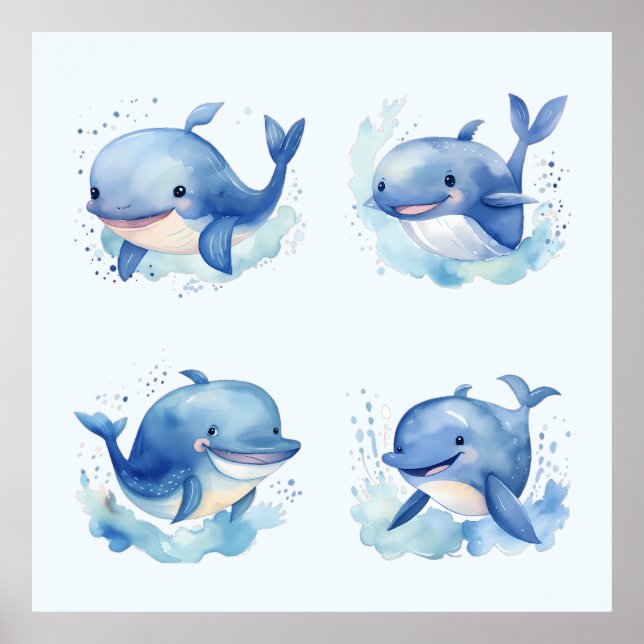 Póster Cojín decorativo de ballenas (Frente)