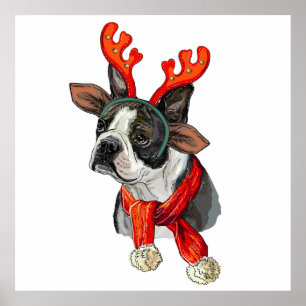 Póster Cojín decorativo de perro de Boston terrier