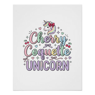 Póster Cojinete de Cereza Unicornio Original Zazzle De