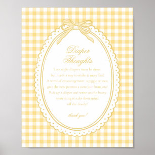 Póster Cojinete de encaje de gingham amarillo Pensamiento