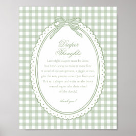 Póster Cojinete de lazo Coquette de gingham verde Pensami