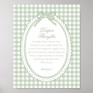Póster Cojinete de lazo Coquette de gingham verde Pensami
