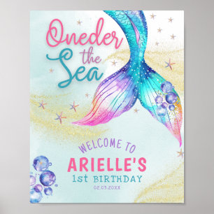 Póster Cola de sirena Bajo el mar Cumpleaños 1