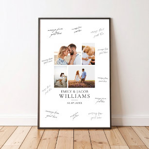 Póster Colage de 4 Fotos de Firma de Invitado de Boda Mod