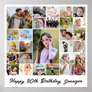 Póster Colage de fotos 25 Cuadrícula de imágenes cuadrada