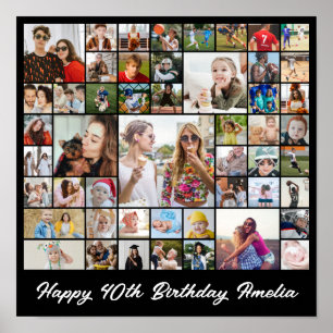 Póster Colage de fotos 50 Cuadrícula cuadrada personaliza
