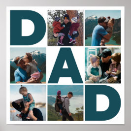 Póster Colage de fotos azul y blanco para papá 6 fotos