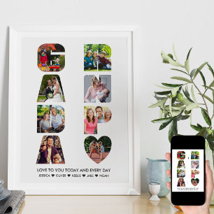 Póster Colage de fotos con letras recortadas para ABUELO