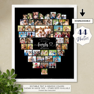 Póster Colage de Fotos Corazón Juntos Hacemos una Familia
