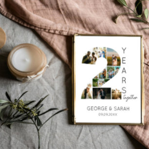 Póster Colage de fotos de 2 años juntos aniversario de bo