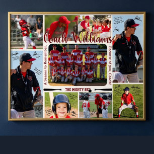 Póster Colage de fotos de aprecio al entrenador del equip