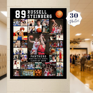 Póster Colage de fotos de baloncesto 30 Número de jugador