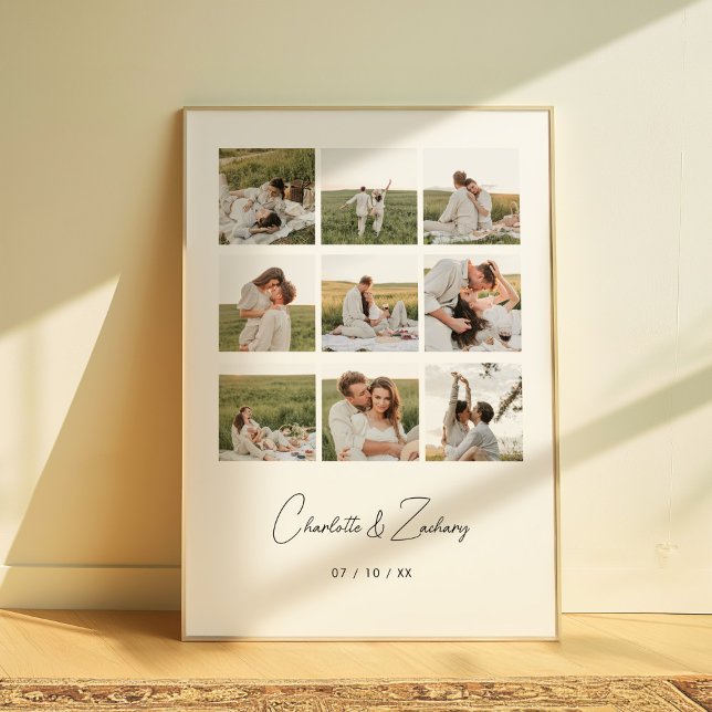 Póster Colage de fotos de boda minimalista personalizado  (Subido por el creador)