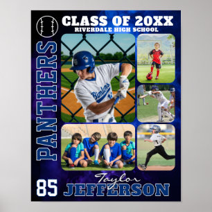 Póster Colage de fotos de equipo de béisbol de escuela se