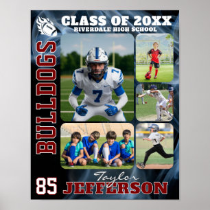 Póster Colage de fotos de equipo de fútbol de escuela sec