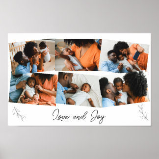 Póster Colage de Fotos de Familia con Letrero de Amor y A