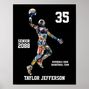 Póster Colage de fotos de jugador de baloncesto Senior