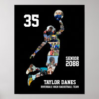 Colage de fotos de jugadora de baloncesto senior