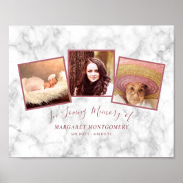 Póster Colage de fotos de mármol rosa dorado con recuerdo