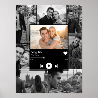 Póster Colage de fotos de pareja con memoria musical de n