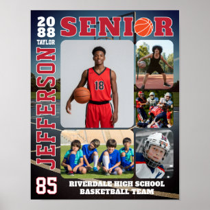 Póster Colage de fotos del equipo de baloncesto de la noc